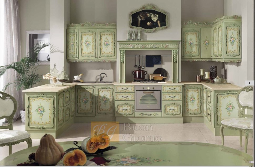 Кухня Grace Laccato CAT3 + decori dipinti Marconcini