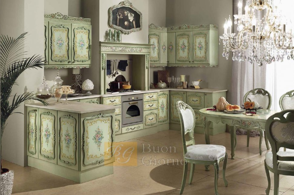 Кухня Grace Laccato CAT3 + decori dipinti Marconcini